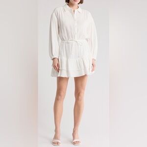 🌿 Lush White Long Sleeve Tiered Mini Dress – Size XL